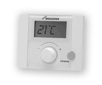 A photograph of a central heating room thermostat